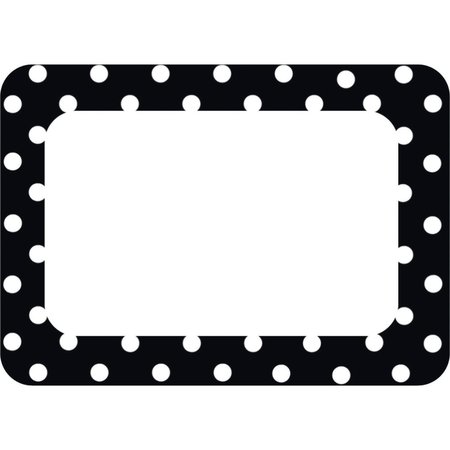 TEACHER CREATED RESOURCES Black Polka Dots 2 Name Tag Labels, 216PK 5538